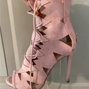 Dusty Pink Cut Out Heeled Sandals